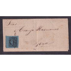 ARGENTINA 1856 GJ 1 CORRIENTES CARTA PLIEGO COMPLETO CIRCULADO DESDE ESQUINA A GOYA EN 30/12/1861 CON INTERESANTE TEXTO SOBRE EL ESTADO DEL RIO Y EL COMERCIO SON RAROS LOS PLIEGOS COMPLETOS U$ 450 HERMOSA